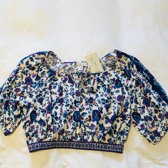 Joie Large Peasant Style Crop Top Ballon Sleeves Boho - Picture 3 of 16
